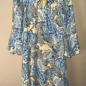 Asymmetrical Blue Paisley Dress